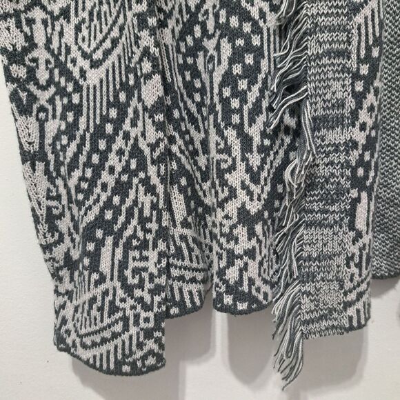 Lucky Brand Shawl Collar Western Boho Open Front Cardigan Small Gray Multi NWT - Picture 11 of 14